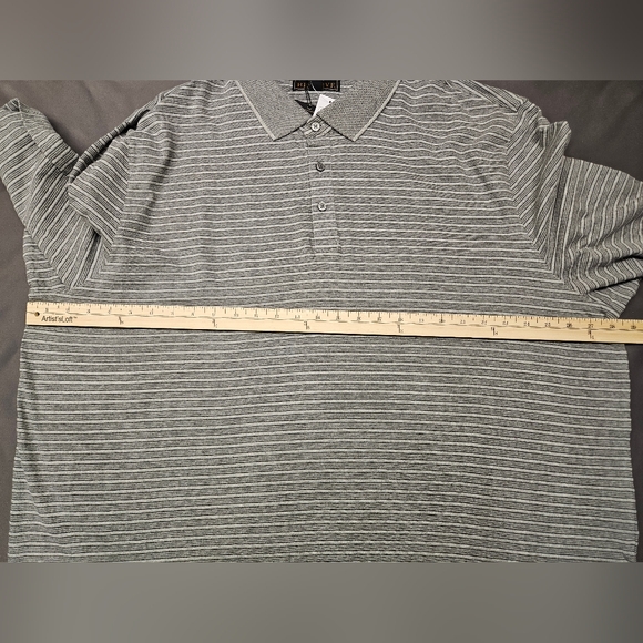 Jos A Bank Reserve Tailored Fit 4XLT Gray Cotton Pattern LS Polo Shirt. NWT - Picture 3 of 6